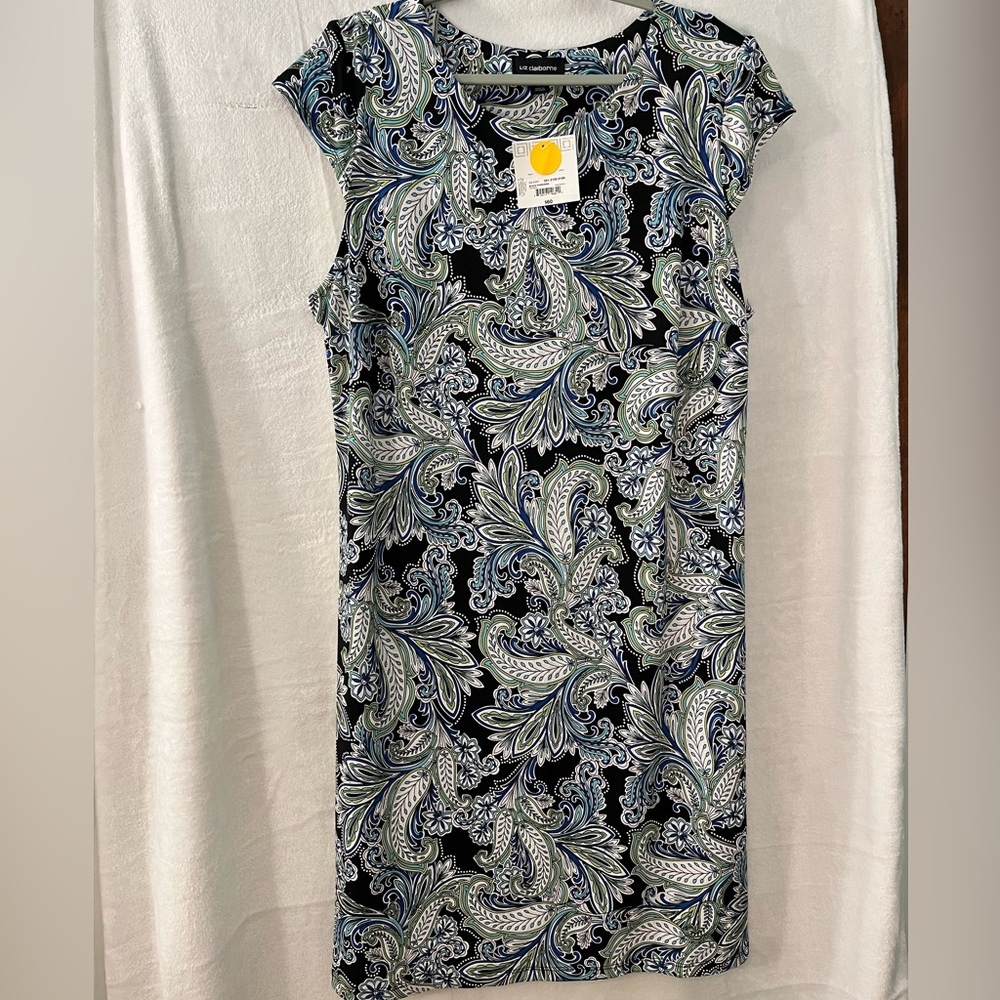 Liz Claiborne Black and Blue Paisley Dress